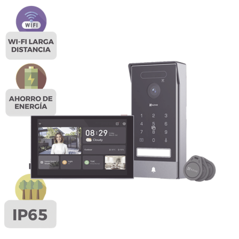 Video Portero Inteligente / 4K UHD / Wi-Fi 6 Dual Band / Reconocimiento de Venas de Palma y Facial / Monitor Táctil 8" / Visión Nocturna Color / IP65