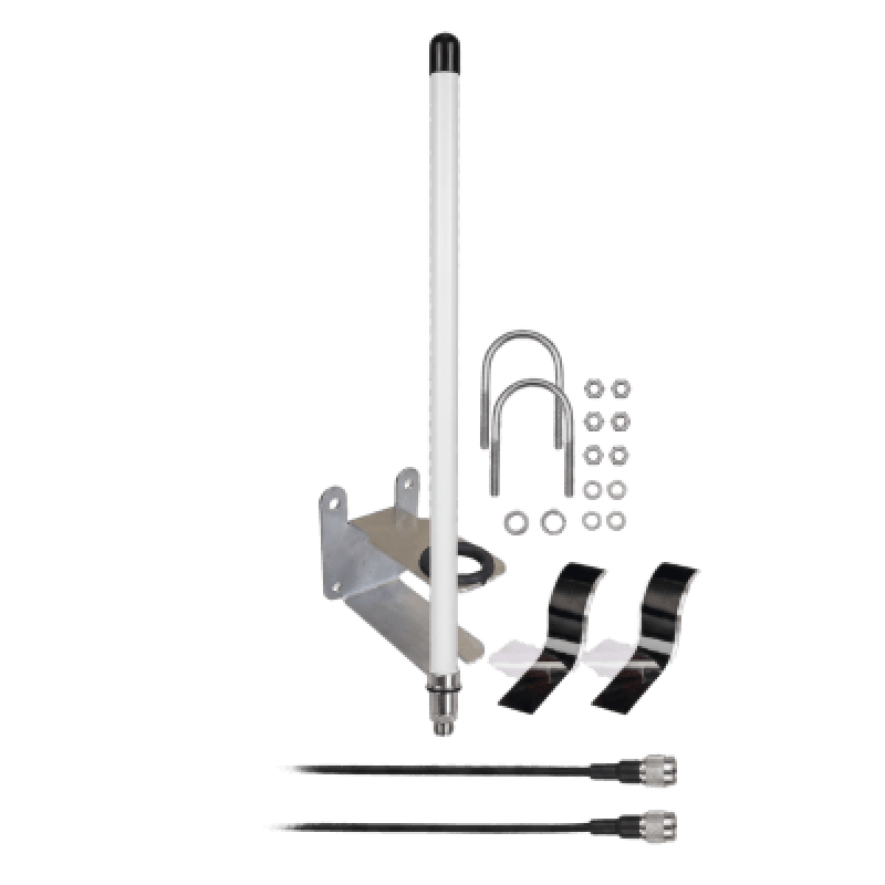 Antena LoRa Omnidireccional para Exterior / 6 dBi / 863-928 MHz / Dipolo Colineal / IP67 / Protección DC Ground / Resistencia al Viento 240 km/h (150 mph) / Cable LMR195 1 m (3.28 ft)