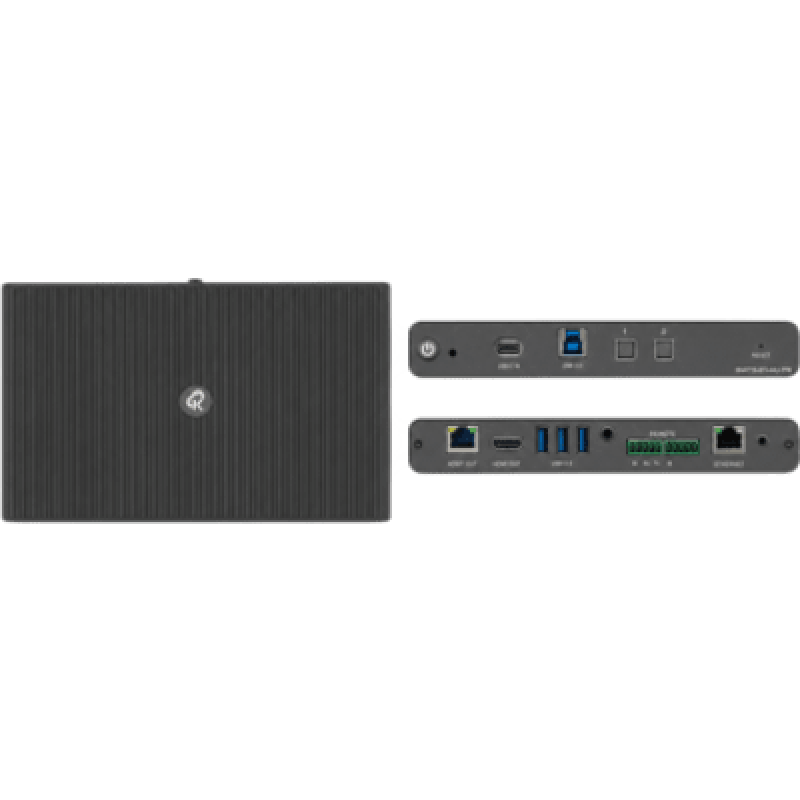 Switcher Automático 2x1 USB-C/HDMI | 4K60 4:4:4 18 Gbps HDCP 2.3 | HDBaseT 3.0 TX/RX hasta 40 m (131.2 ft) | USB 3.2 Gen 2 10 Gbps | Carga USB-C PD 60 W | Audio Balanceado con De-embedding | RS-232, IR y GPIO / Mega Tool