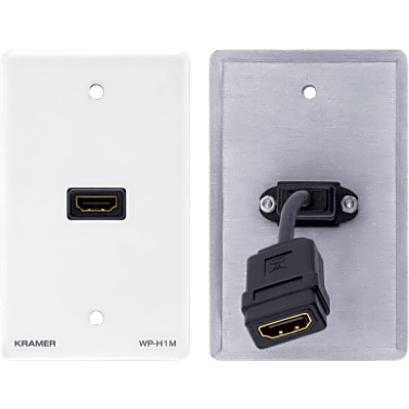 Wall Plate Pasivo HDMI | Conexión HDMI Frontal y Trasera | Cable Plano Flexible | Formatos US | Blanco