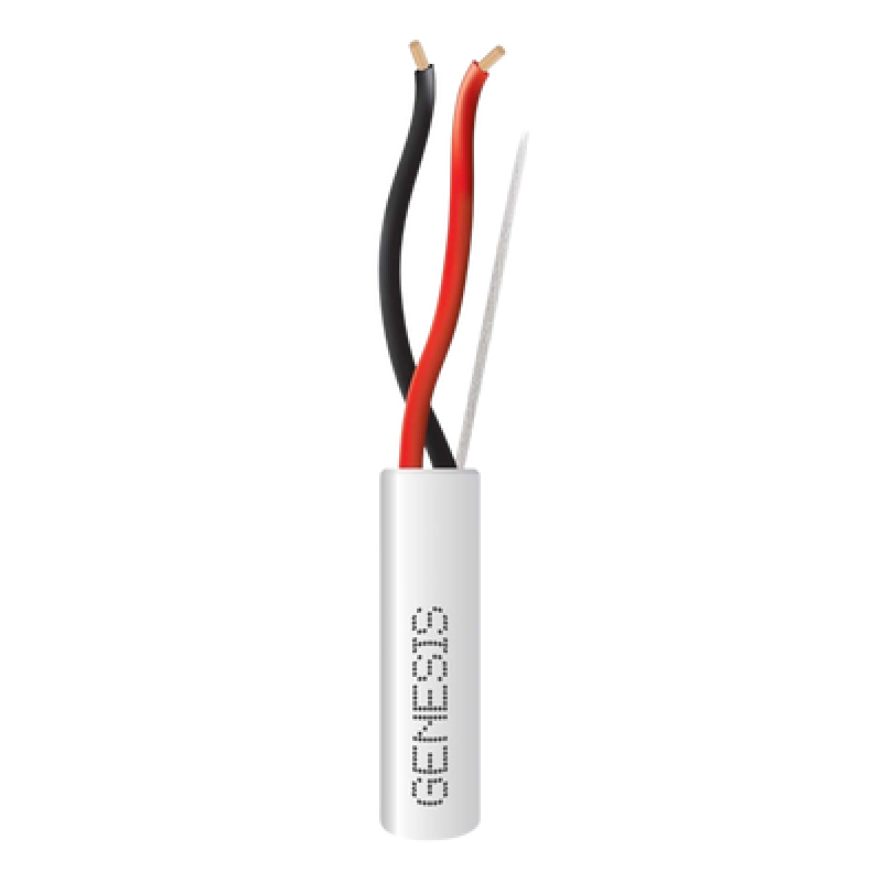 GENESIS 2114-1101/1000 Bobina de 305 Metros (1000 Pies) de Cable 2 x 18 AWG / Riser / Blanco / Para Aplicaciones en Alarmas de Intrusión, Control de A