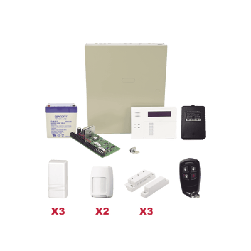 Kit inalámbrico / Panel VISTA48LA con teclado 6160RF receptor inalámbrico / 3 contactos 5816 / 2 PIR 5800PIR / 1 Llavero inalambrico Bateria y Transformador