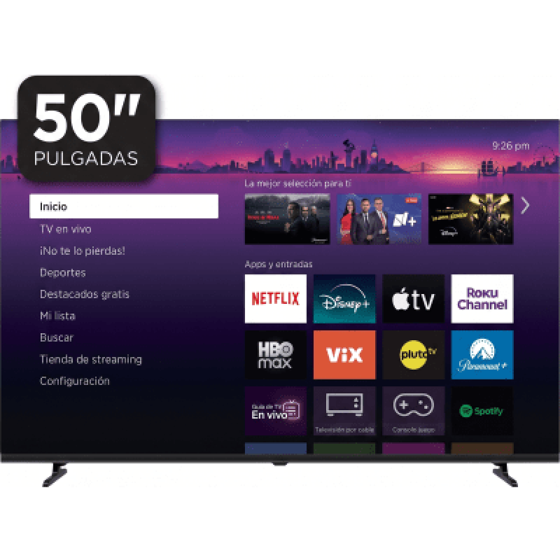 ROKU SmartTV QLED 50 Pulgadas / Resolucion 4K UHD / Dolby Audio / 3 puertos HDMI / WiFi / VESA 200x200 mm