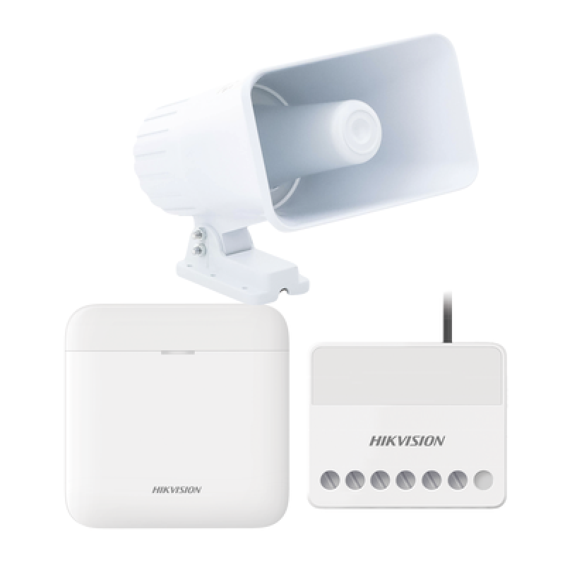 HIKVISION AXPRO-KIT-SIRENA-C (AXPRO) KIT de alarma AX PRO con sirena cableada 30W / Incluye: 1 Hub con Batería de respaldo / 1 Sirena Cableada de 30 W