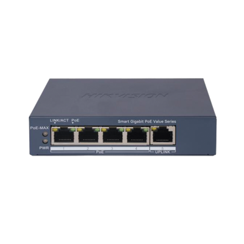 HIKVISION DS-3E1505P-EI/M Switch Gigabit PoE+ / Monitoreable / 4 Puertos 1000 Mbps PoE+ / 1 Puerto 1000 Mbps Uplink / Configuración Nube Hik-PartnerPr