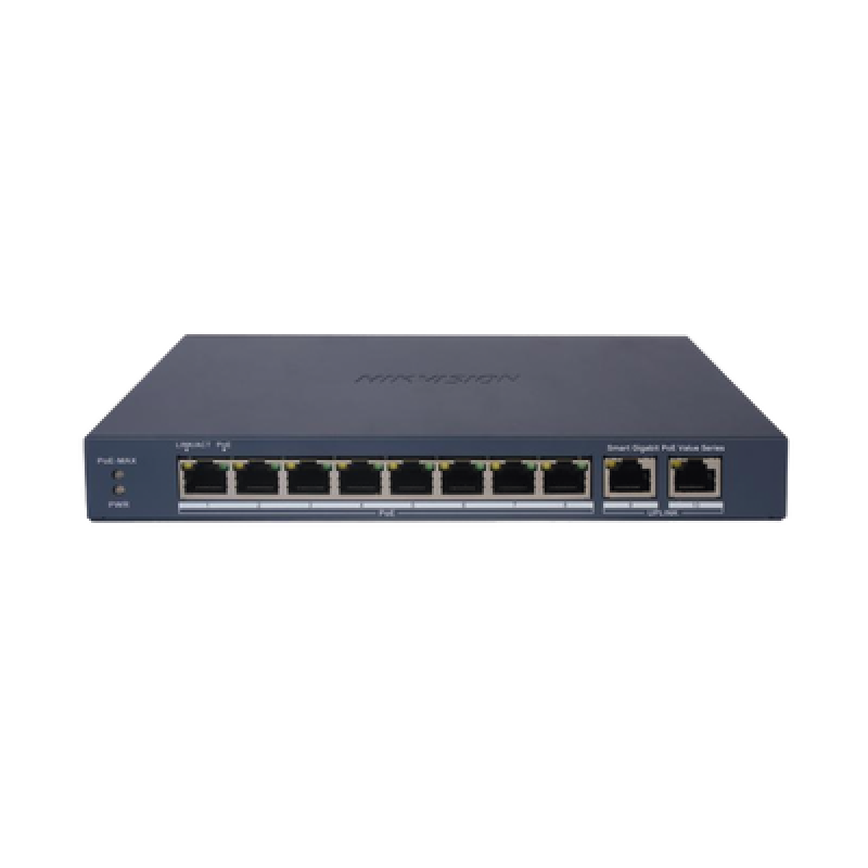HIKVISION DS-3E1510P-EI/M Switch Gigabit PoE+ / Administrable / 8 Puertos 1000 Mbps PoE+ / 2 Puertos 1000 Mbps de Uplink / Configuración Nube Hik-Part