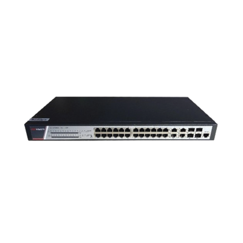 HIKVISION DS-3E2528P(B) Switch Gigabit PoE+ / Administrable / 24 Puertos 1000 Mbps PoE+ / 4 Puertos 1000 Mbps + 4 Puertos SFP de Uplink / 370 Watts /