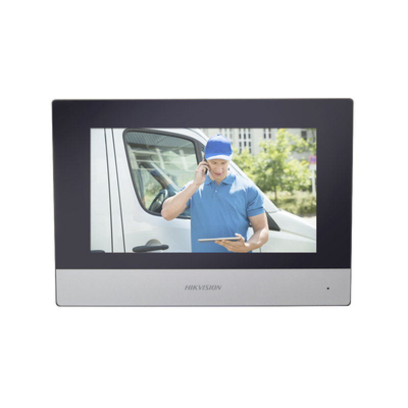HIKVISION DS-KH6320-WTDE1 Monitor Hibrido IP WiFi Touch Screen 7" para DS-KIS303P / Vídeo en Vivo / PoE Estándar / Apertura Remota / Llamada Entre Mon