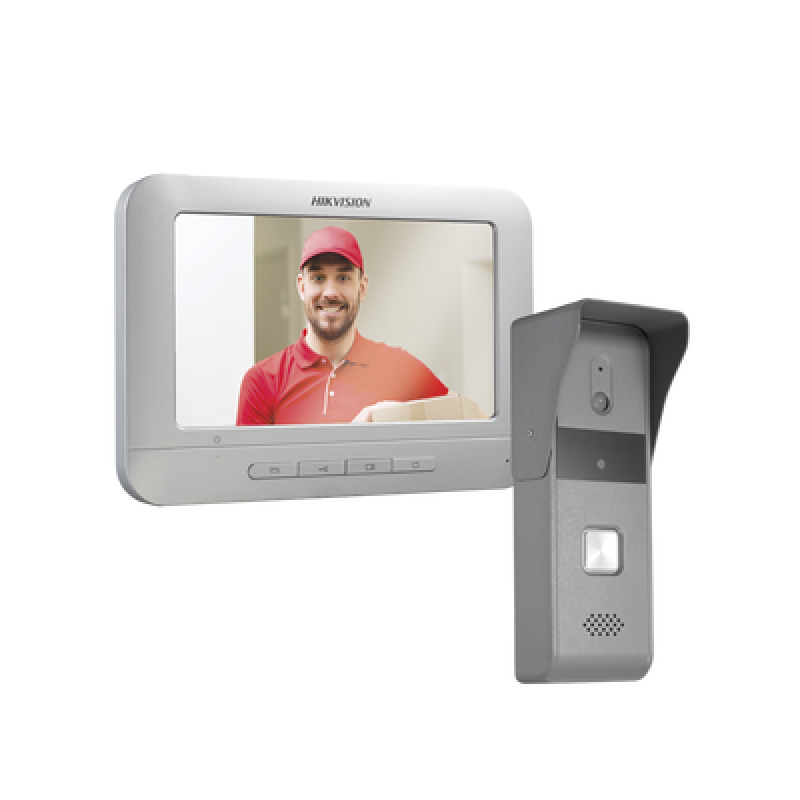 HIKVISION DS-KIS203-T Kit de Videoportero Analógico con Pantalla LCD a Color de 7" / Frente de Calle para Exterior IP65 / Salida de Relevador