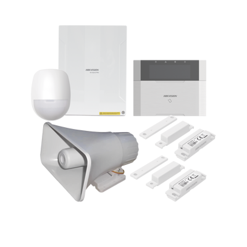 HIKVISION DS-PHA64-LP/PACK(30W) KIT Panel de Alarma AX HYBRID PRO / 1 Panel Híbrido / 1 Teclado LCD / 1 PIR / 2 Contactos Magnéticos / 1 Sirena de 30