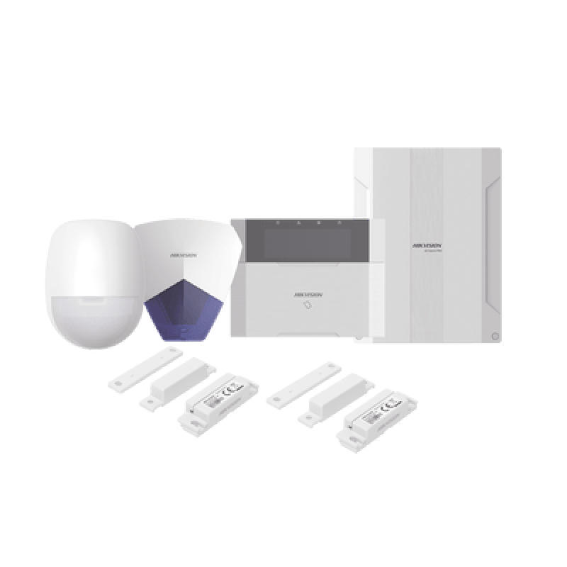 HIKVISION DS-PHA64-LP/PACK(B) KIT Panel de Alarma AX HYBRID PRO / 1 Panel Híbrido / 1 Teclado LCD / 1 PIR / 2 Contactos Magnéticos / 1 Sirena Azul