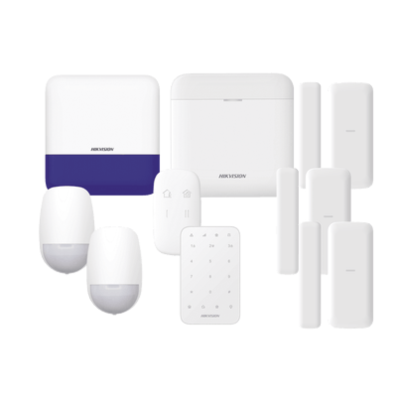HIKVISION DS-PWA48-FULL-K (AX PRO) KIT de Alarma AX PRO / Incluye: 1 Hub con batería de respaldo/ 2 Sensores PIR / 3 Contactos Magnéticos mini / 1 Con