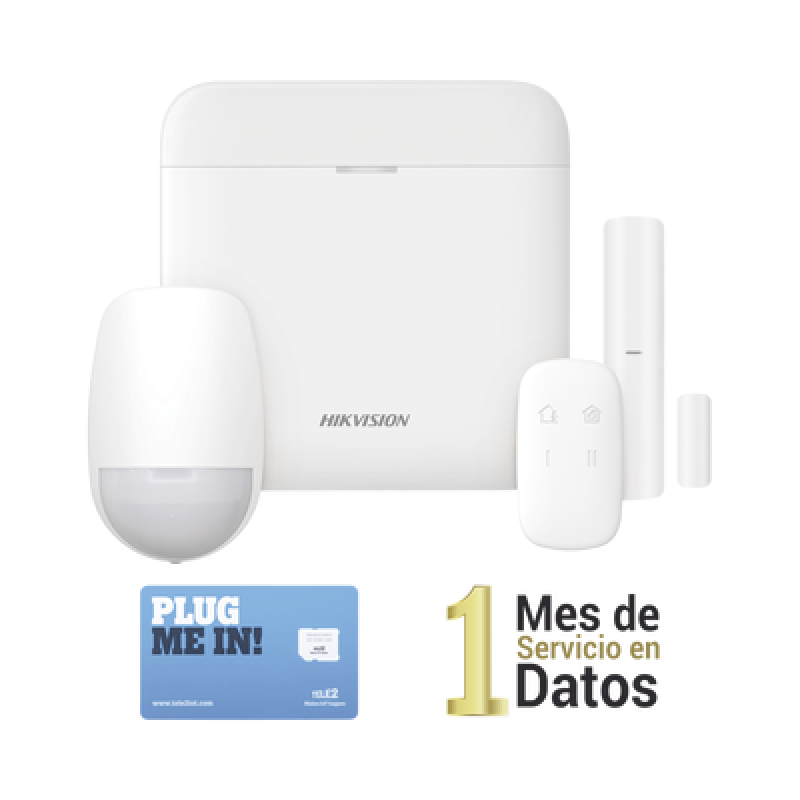 HIKVISION DS-PWA48-KSD (AX PRO) KIT de Alarma AX PRO con GSM (3G/4G) / Incluye: 1 Hub con bateria de respaldo / 1 Sensor PIR / 1 Contacto Magnético /