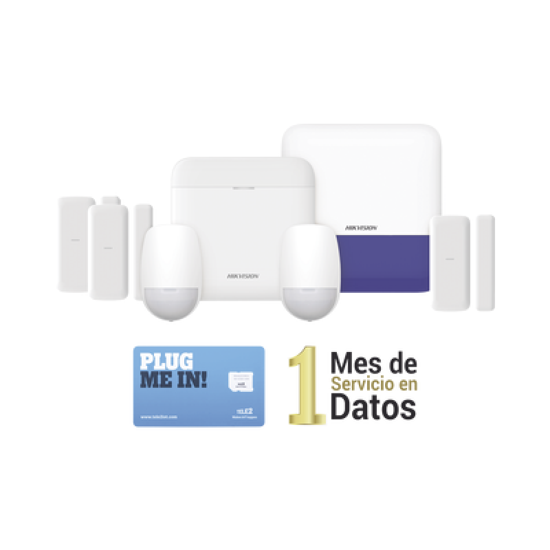 HIKVISION DS-PWA48-KSDV2 (AX PRO) KIT de Alarma AX PRO con GSM (3G/4G) / Incluye: 1 Hub / 2 Sensores PIR / 3 Contactos Magnéticos mini / 1 Control Rem