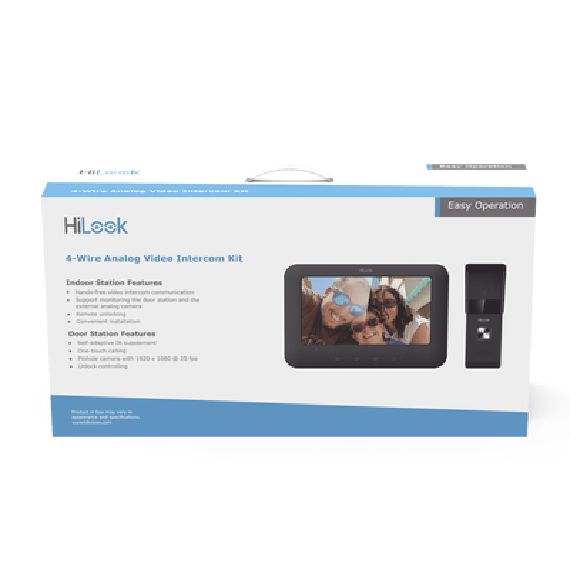 HiLook by HIKVISION VI-K13P Kit de Videoportero Analógico con Pantalla LCD a Color de 7" / Frente de Calle para Exterior IP65 / Salida de Relevador