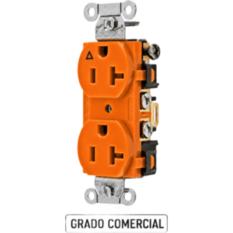 Contacto Dúplex Grado Comercial / 20 A 125 V / NEMA 5-20R / 2 Polos 3 Hilos / Nylon Servicio Extra Pesado / -40°C a 75°C