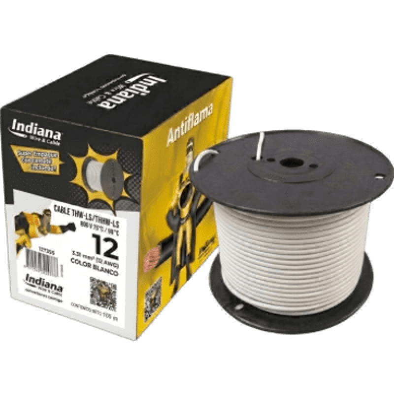 Cable THW-LS / 12 AWG / 19 Hilos / 100 m (328 ft) / Blanco / 90 °C Seco