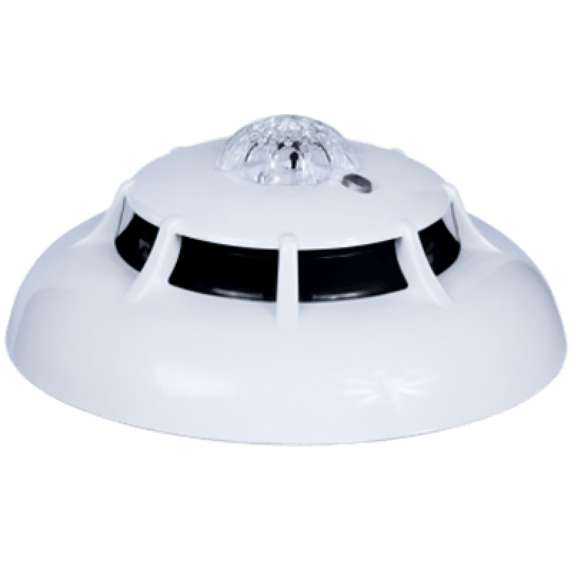 Detector Multicriterio de Humo y Temperatura / 5 Modos Configurables / Aislador de Cortocircuito EN54-17 / Certificación EN54-5/7/17 / Consumo 200 µA en Reposo / Diámetro 110 mm (4.3 in)
