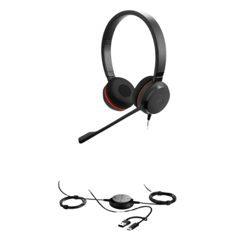 Auricular Profesional UC / Cancelación de Ruido / USB-C/A y Jack 3.5 mm / Micrófono con Supresión de Ruido / Controlador en Cable con LED