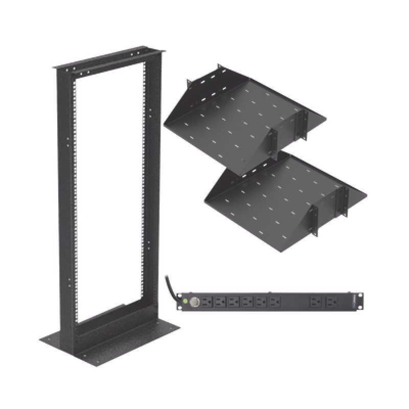 LINKEDPRO BY EPCOM KIT-ORG-24HD Kit de Rack Estándar 19", 24 UR con 2 Charolas y PDU (8 tomas). Ideal para UPS y Servidores tipo Torre.