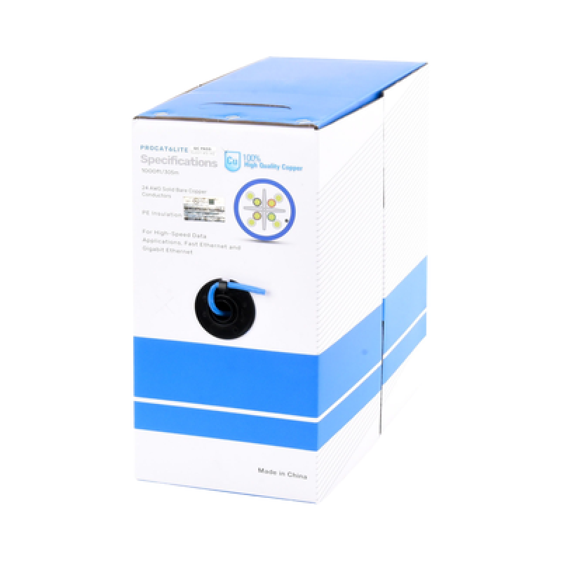 LINKEDPRO BY EPCOM PRO-CAT-6-LITE Bobina de Cable de 305 Metros (1000 Pies) Cat6, CM, 24 AWG, Alto Rendimiento, ETL, UL, Color Azul, Super Flexible, p