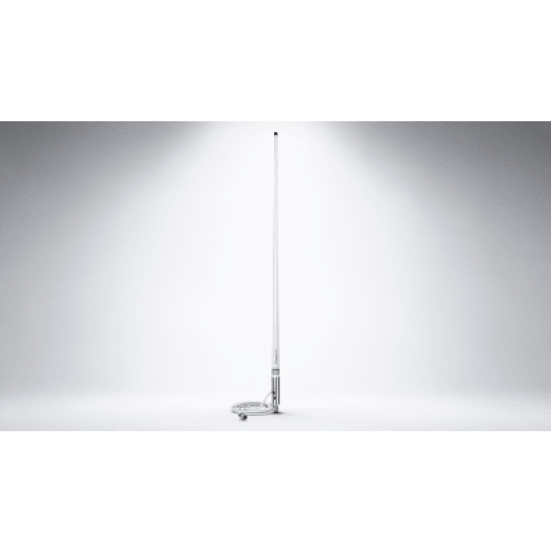 Antena Marina VHF / Base 1.2 m (3.9 ft) / 3 dB / 50 W / Cable RG-58 4.5 m (15 ft) / Banda Ancha 5 MHz / Soporte Latón Cromado