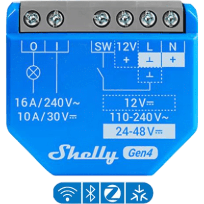 Relevador inalámbrico inteligente 16A, 110-240 V / 1 salida de contacto seco / compatible con asistente de voz Alexa, Google Home / Wifi 2.4