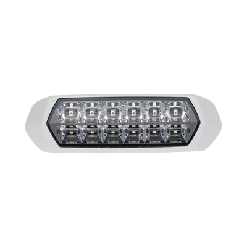 Luz de Advertencia de 12 LED, Top Rojo 6 LED , Bottom Blanco 6 LED, Lente Transparente, SAE