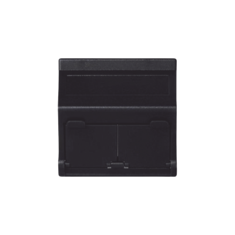 Placa Inclinada Voz y Datos / 2 Módulos Keystone / Guardapolvos Integrados / IP20 / 45x45 mm / 1.77x1.77 in