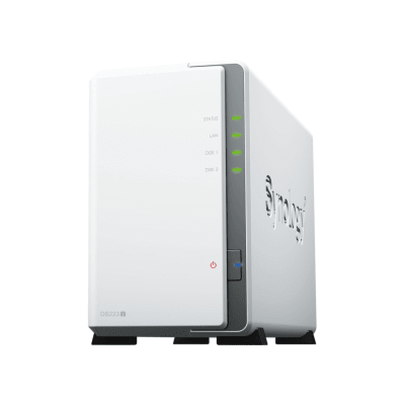 SYNOLOGY DS223J NAS DiskStation DS223j | 2 Bahías | CPU Realtek RTD1619B 1.7 GHz | 1 GB DDR4 | Puerto 1GbE RJ-45 | USB 3.2 Gen 1 | Compatible con HDD