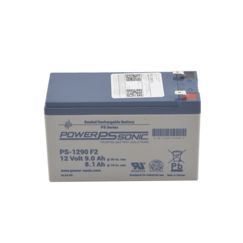 POWER SONIC PS-1290-F2 Batería 12V, 9AH, Para Respaldo, Tecnologías AGM/VRLA, 5 Años Vida Útil, Terminales F2, Reconocida UL