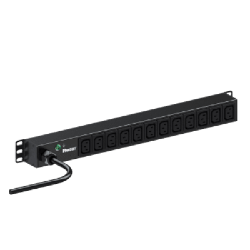 PDU ES2P Básico para Distribución de Energía, Enchufe de Entrada NEMA L6-20P, Con 12 Contactos C13, Instalación Horizontal de 19in, 1UR, 20 Amp, 220 Vca