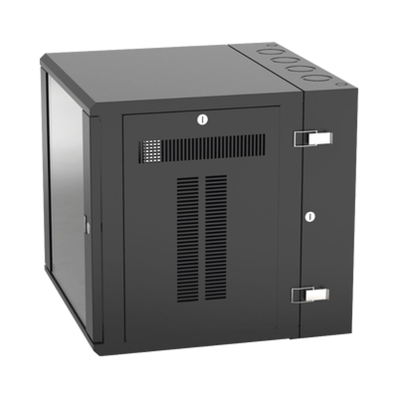 PANDUIT PZWMC12W Gabinete PanZone de Montaje en Pared, de 19in, Puerta con Ventana de Seguridad, 12 UR, 635mm de Profundidad, Color Negro