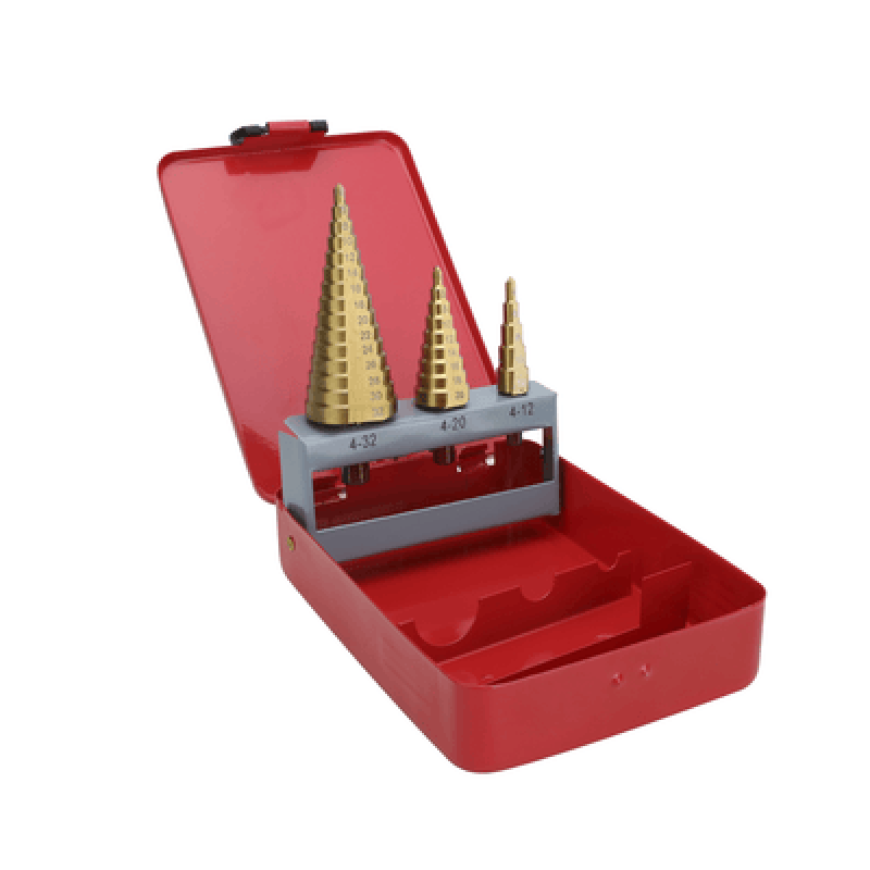 PRECISION PST-C020-02 Juego de 3 Brocas Escalonadas HSS 4-12, 4-20, 4-32 mm (Para Plástico o Metal).