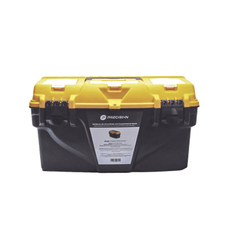 Caja Porta Herramientas 17", 44x26x23 cm Bicolor con Compartimientos para Tornillos.