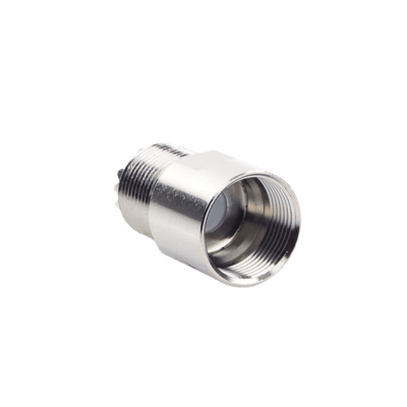 Conector UHF Hembra (SO-239) en Línea de Rosca para RG-8/U, 9913, LMR-400, Níquel/ Plata/ Teflón.