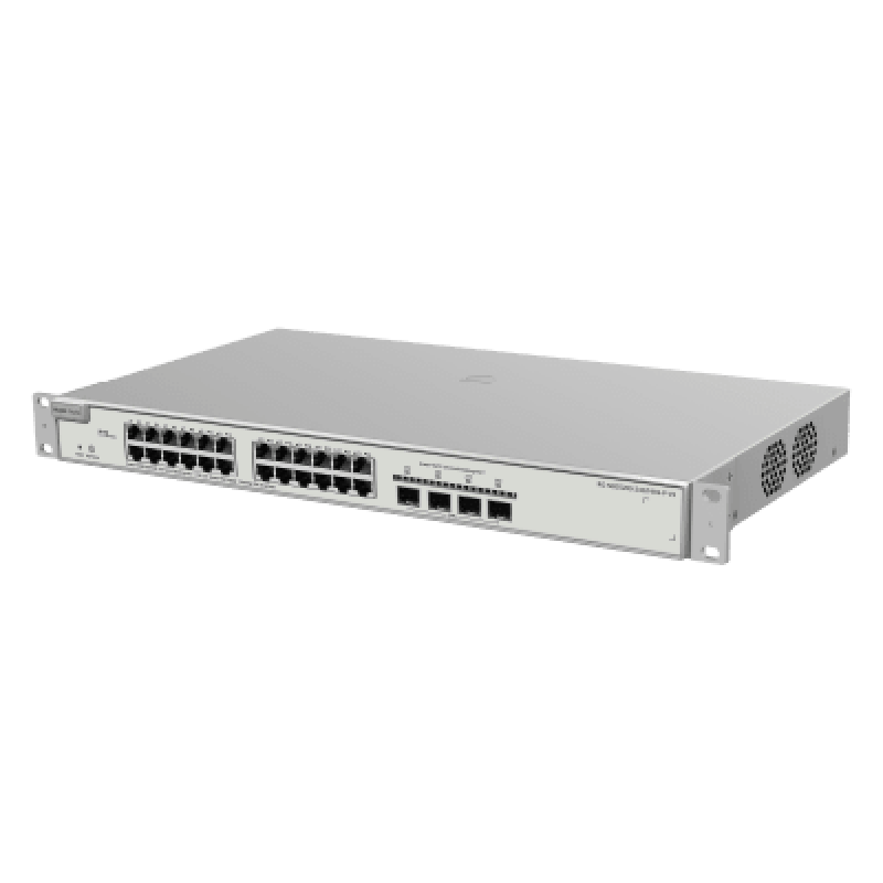 Switch Administrable PoE Capa 2+ Plus, con 24 puertos Gigabit PoE 802.3af/at + 4 SFP+ para fibra 10Gb, gestión gratuita desde la nube, 370w