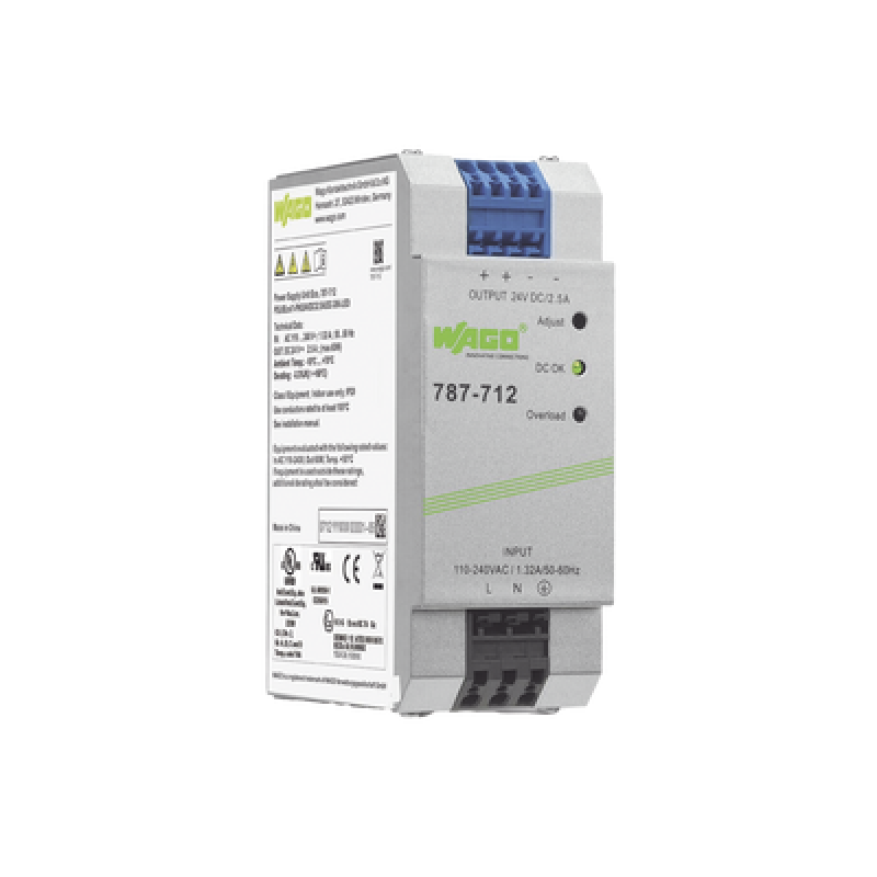 Fuente de Alimentación Conmutada / Monofásico / 24V DC / 2.5A / 60W / Entrada 90-264V AC / SELV-PELV / Carril DIN