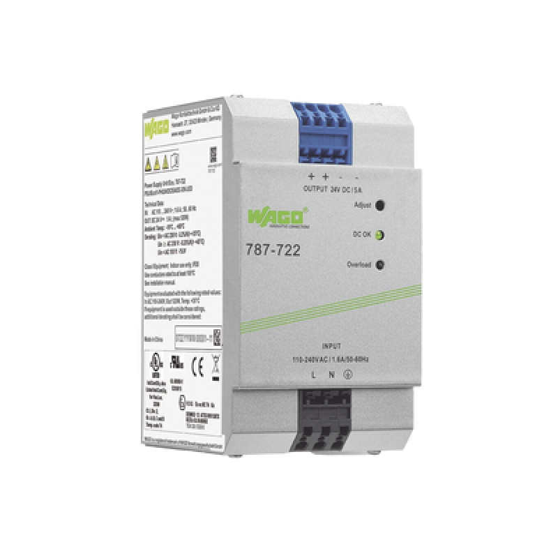 Fuente de Alimentación Conmutada / 24V DC / 5A / 120W / PFC Activo / Carril DIN 35 mm / IP20 / Entrada 90-264V AC / 90-373V DC