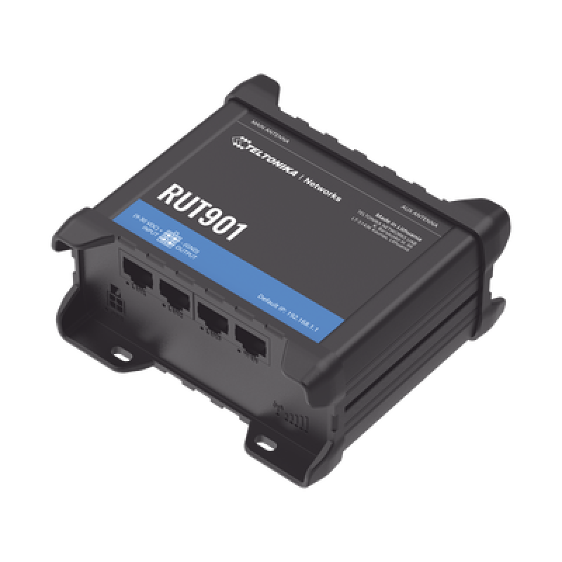 TELTONIKA RUT901 Router Industrial LTE 4G / 150 Mbps Cat 4 / 4 Puertos Ethernet / WiFi 2.4 GHz / Doble SIM / Montaje DIN / -40°C a 75°C