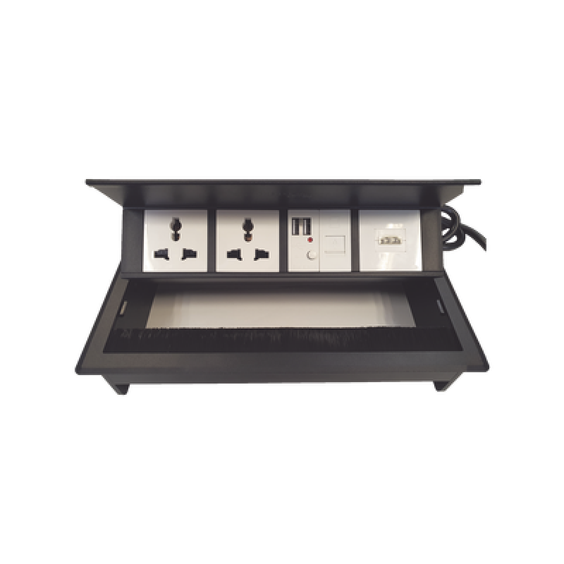 THORSMAN THMC-HBOX Caja Horizontal Tipo Hub para Escritorio Color Negro, con 1 Puerto HDMI Hembra-Hembra, 1 Puerto RJ45 Cat6, 2 Puertos USB (Solo Carg