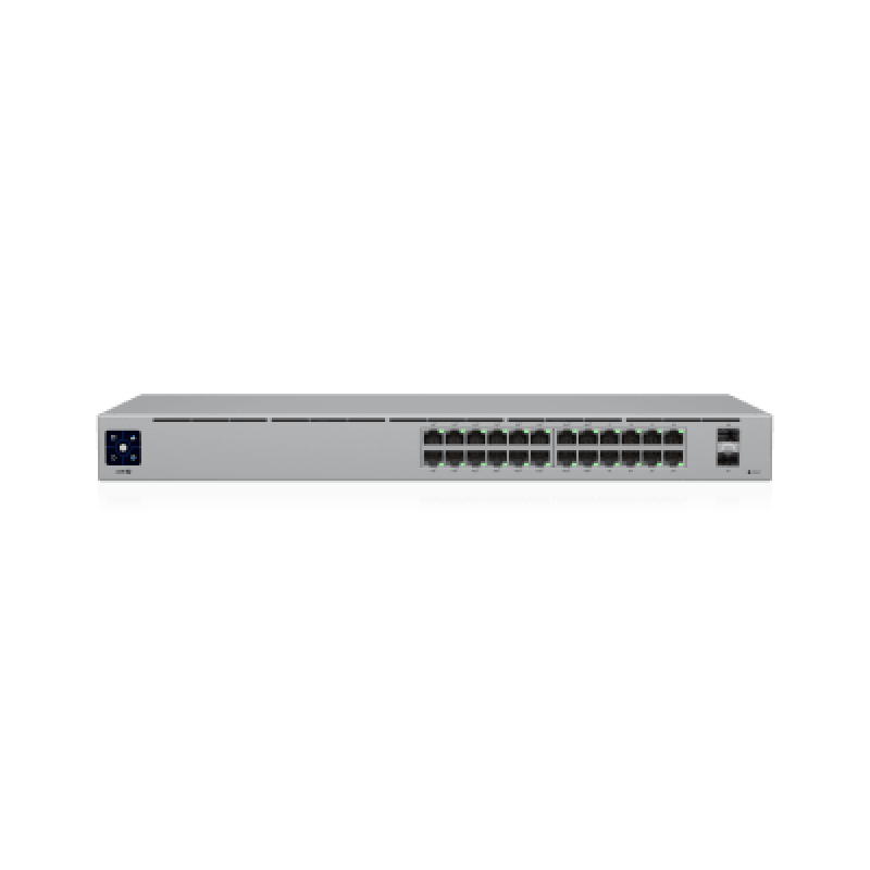 UBIQUITI USW-24-POE Switch UniFi Capa 2 / 24 Puertos Gigabit / 16 Puertos PoE+ 802.3af/at / 95W Total / 2 Puertos SFP 1G / Pantalla LCM / Sin Ventilad