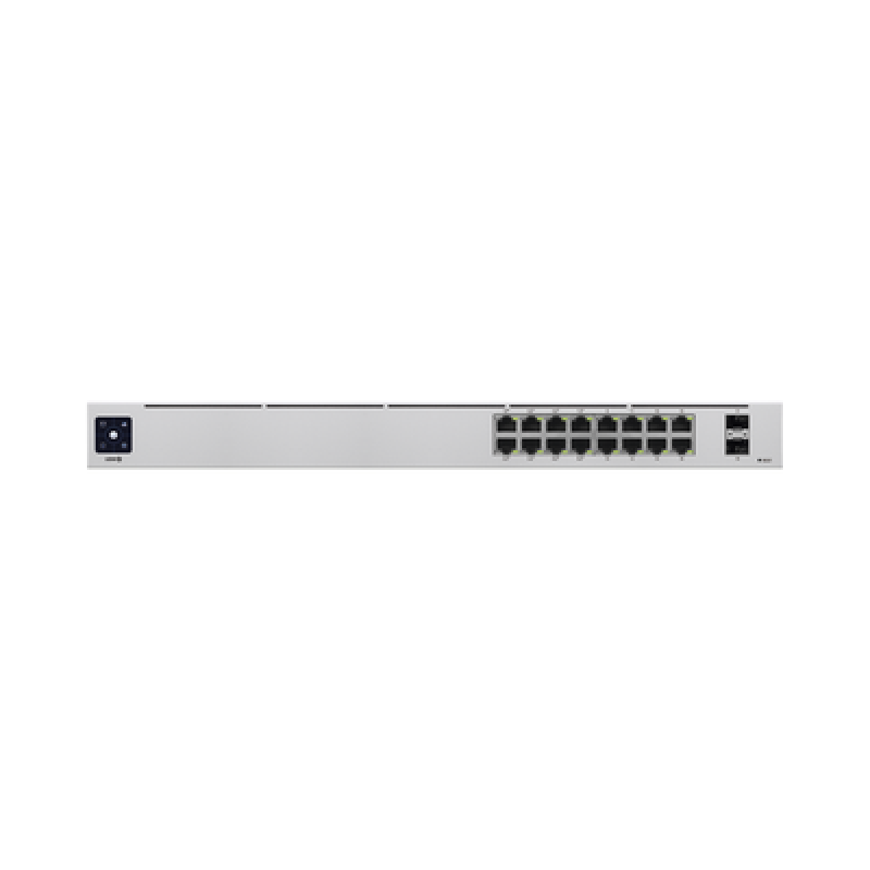 UBIQUITI USW-16-POE UniFi Switch USW-16-POE Gen2, Capa 2 de 16 puertos (8 puertos PoE 802.3af/at + 8 puertos Gigabit) + 2 puertos 1G SFP, 42W, pantall