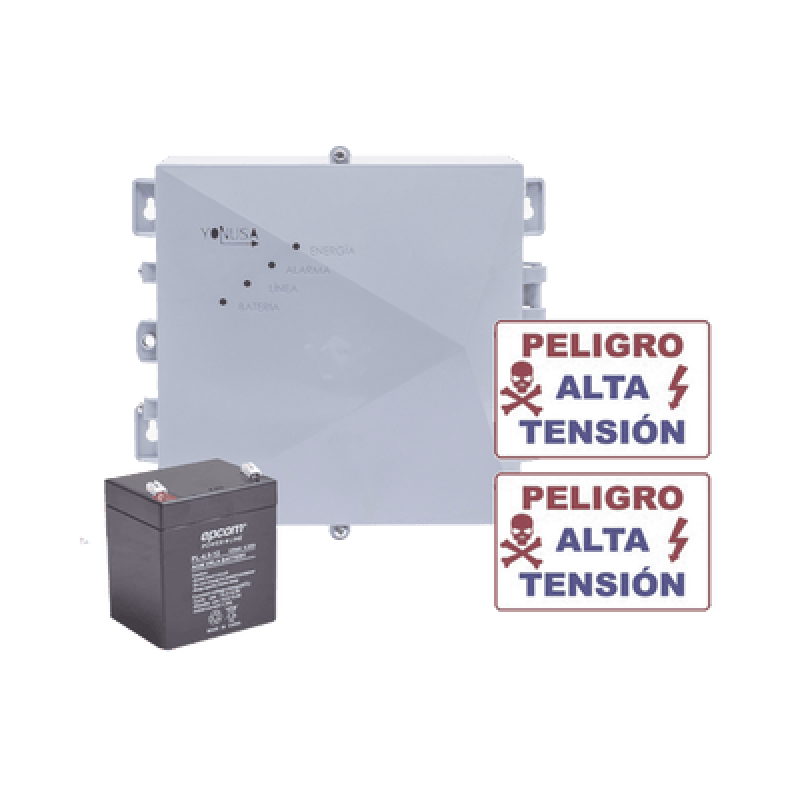 YONUSA SYSNGV2-KIT KIT de Energizador de 12,000Volts-1JOULES/2500 mts lineales de proteccion/Activado por Atenuación de voltaje,Corte de línea o Aterr
